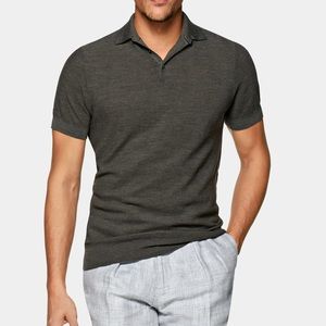 SuitSupply Dark Gray Merino Wool Slim Fit Polo